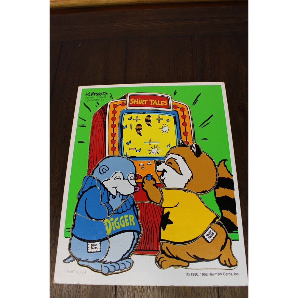 Vintage 1982 Shirt Tales Video Fun Wooden Puzzle PLAYSKOOL 10 Pieces